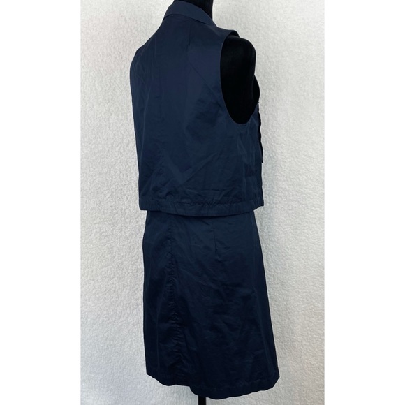 THEORY • Navy Blue Gemine Sleeveless Tiered A-Line Mini Dress - Picture 4 of 16